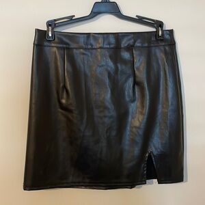 Lulus Black Vegan Leather Skirt